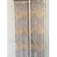Wood Bamboo Beaded Curtain Doorway Vintage 74” x 36” Red Orange Browns MCM   273390984129